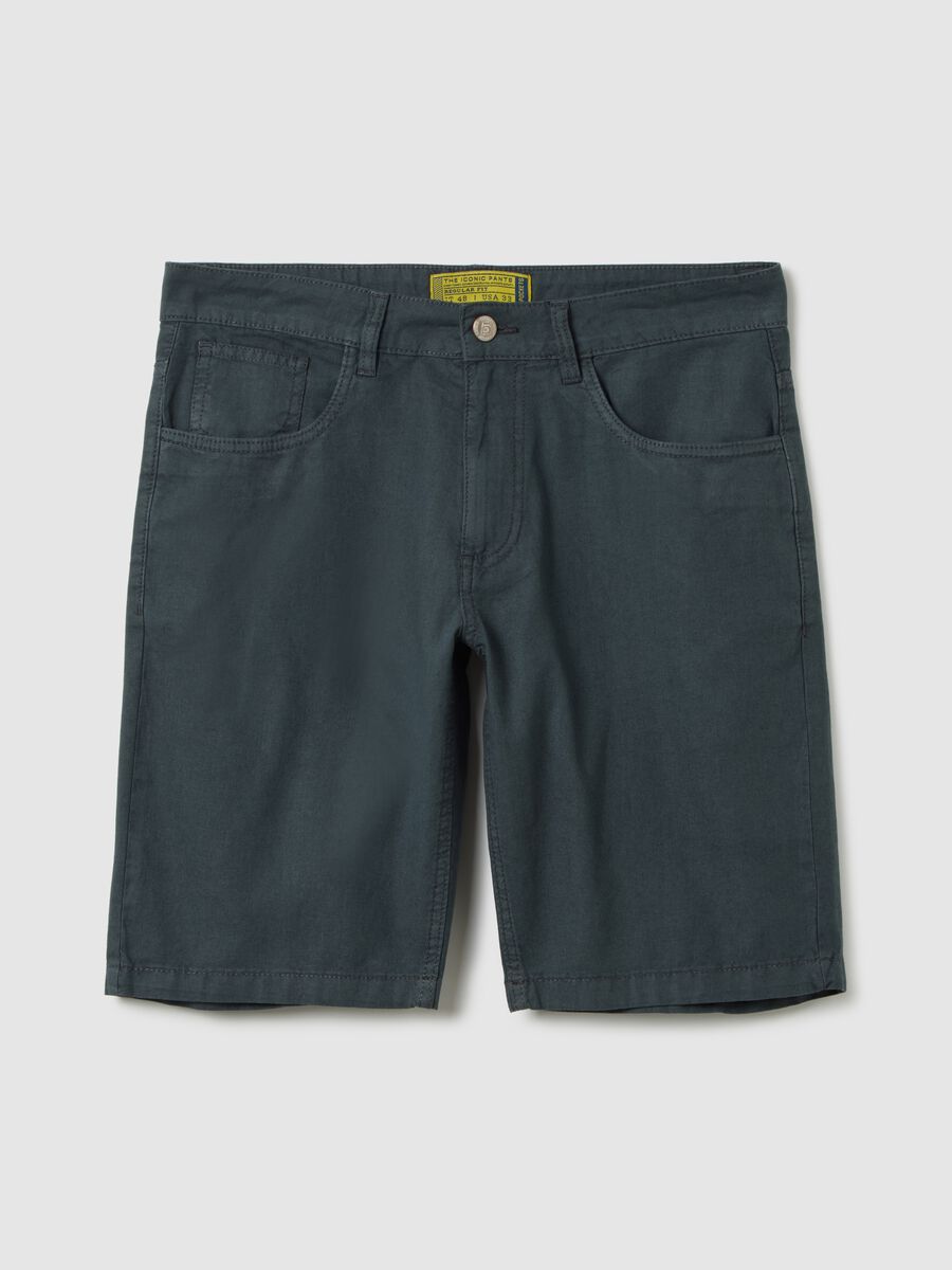 Shorts da uomo in cotone blu regular fit_0