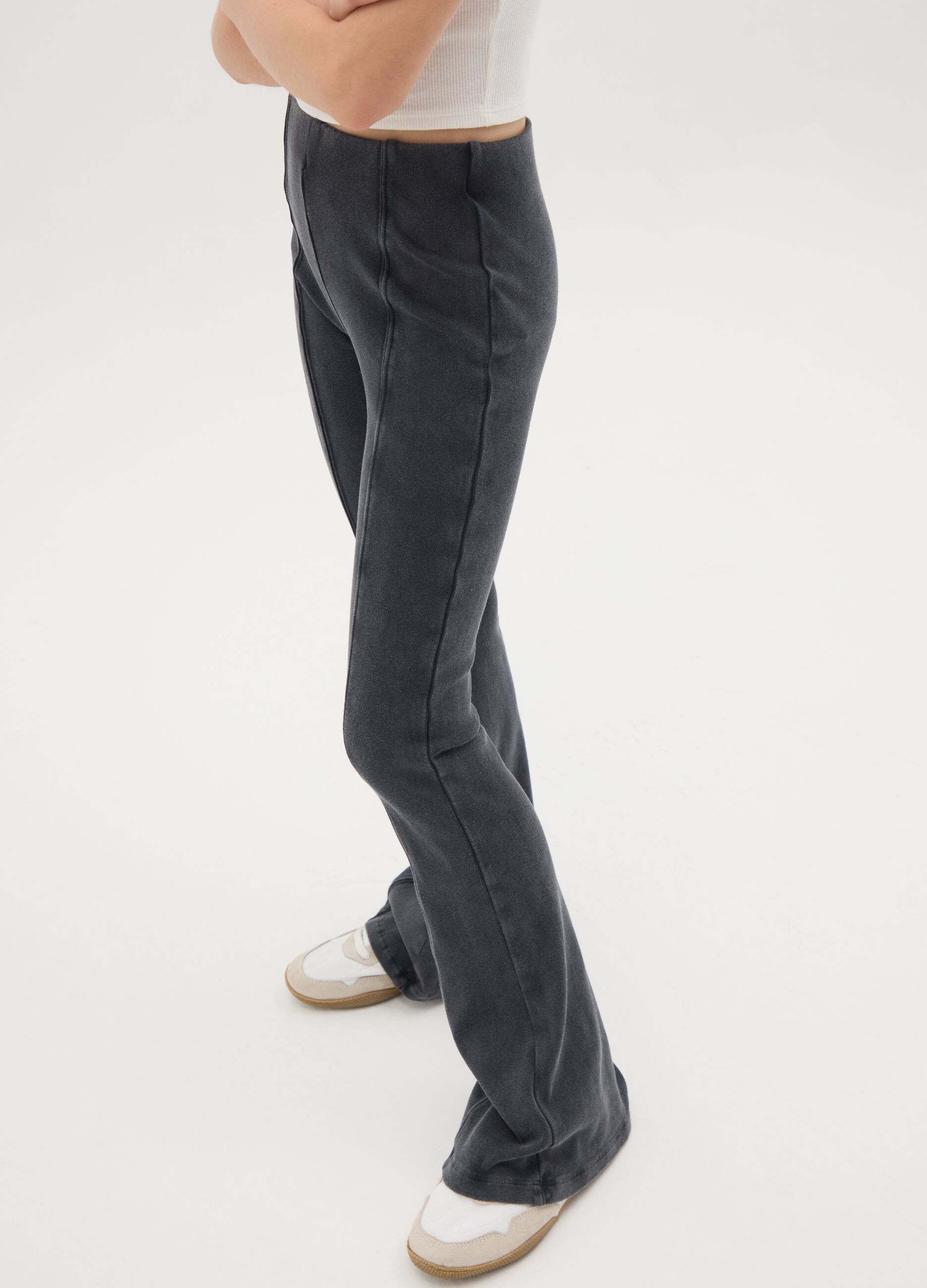 Black flare leggings in stretch cotton OVS Kids