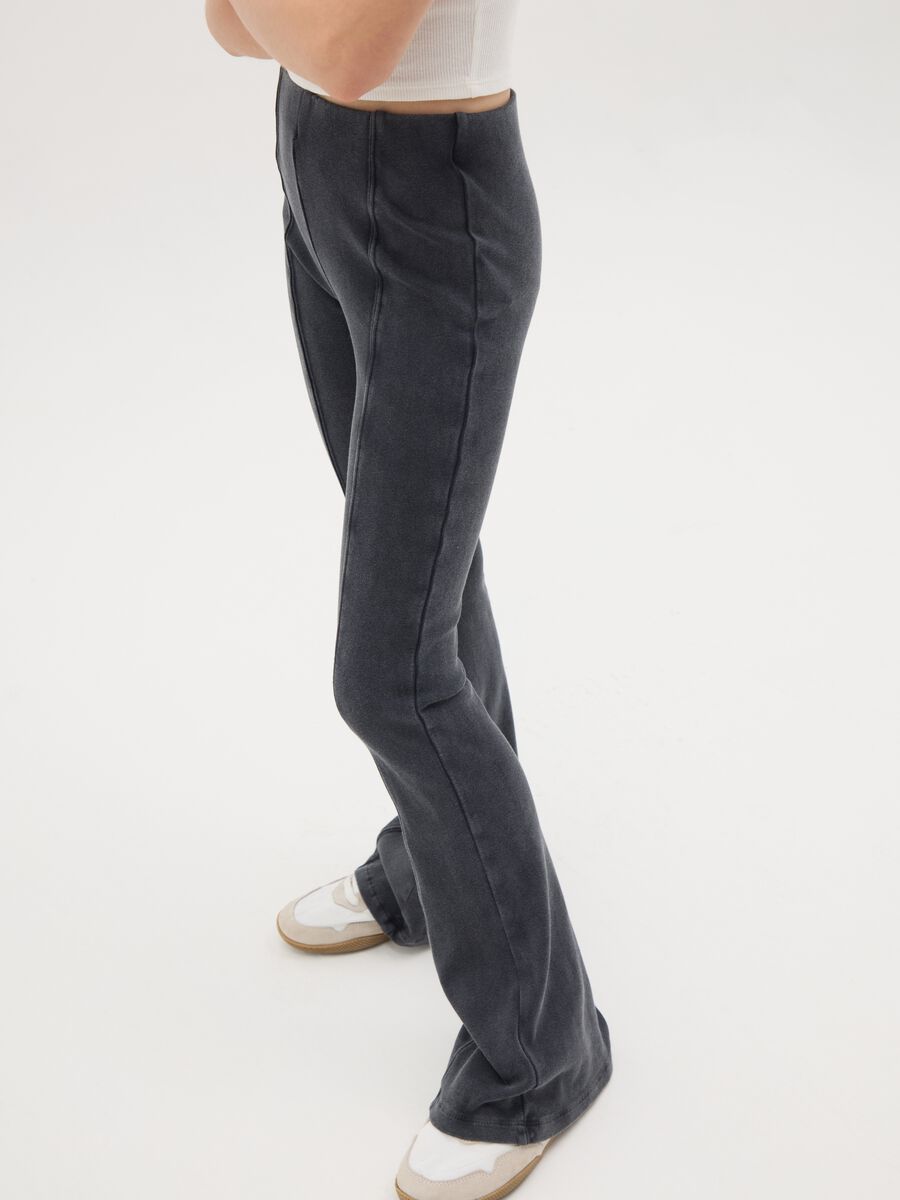 Black flare leggings in stretch cotton OVS Kids_2