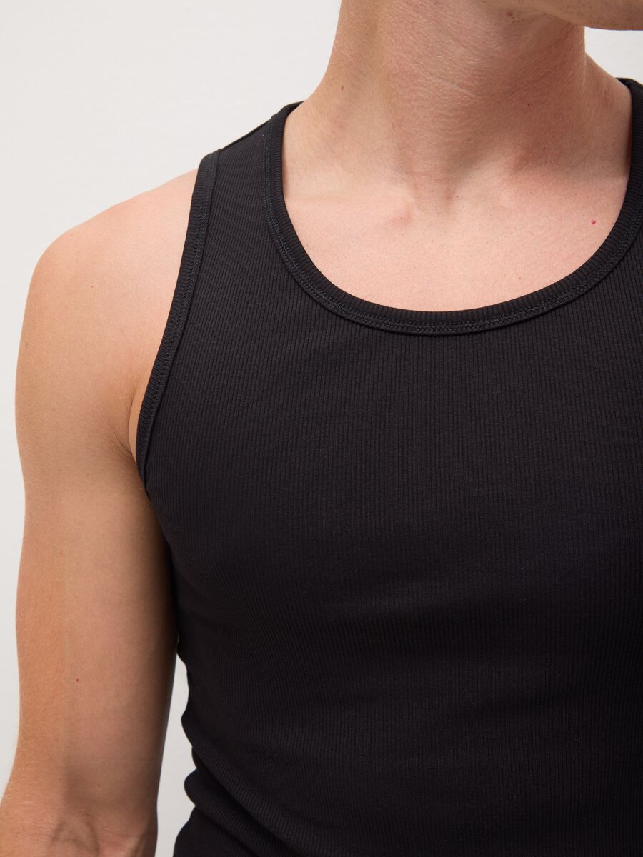 Men's Black Fitted Stretch Cotton Vest_2