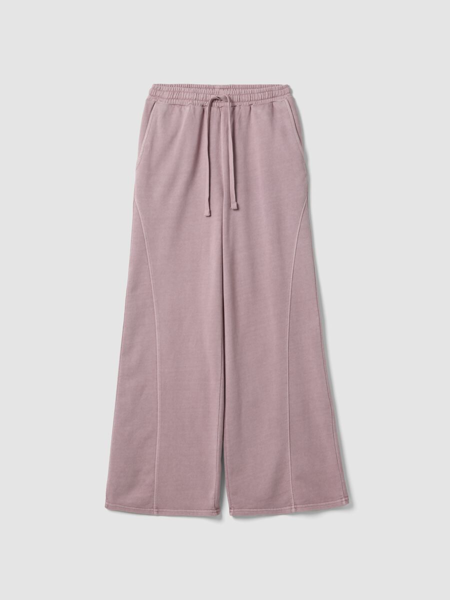 Pink wide leg pure cotton jogger trousers_4
