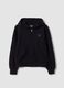 Black organic cotton hoodie with star detail for girls_4