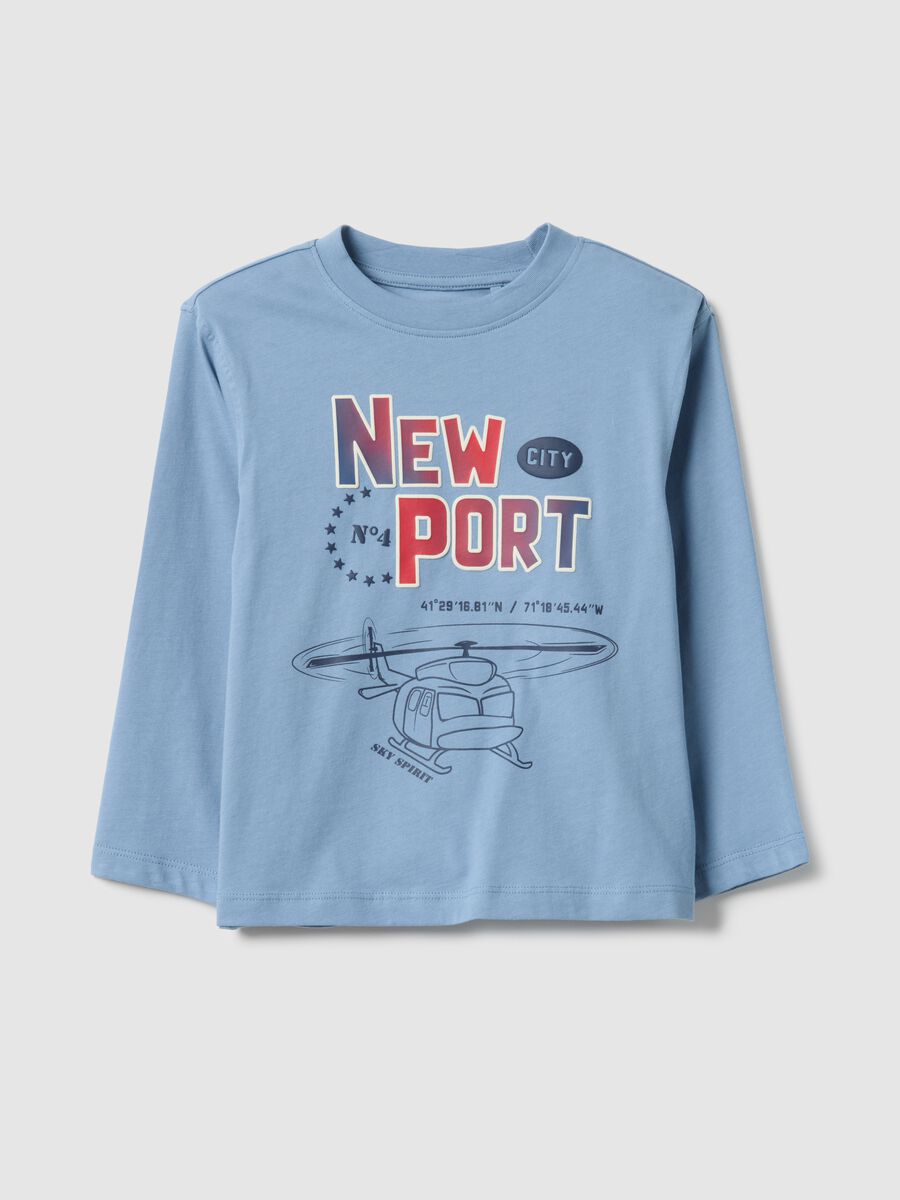 Blue cotton over fit children's T-shirt with print_0