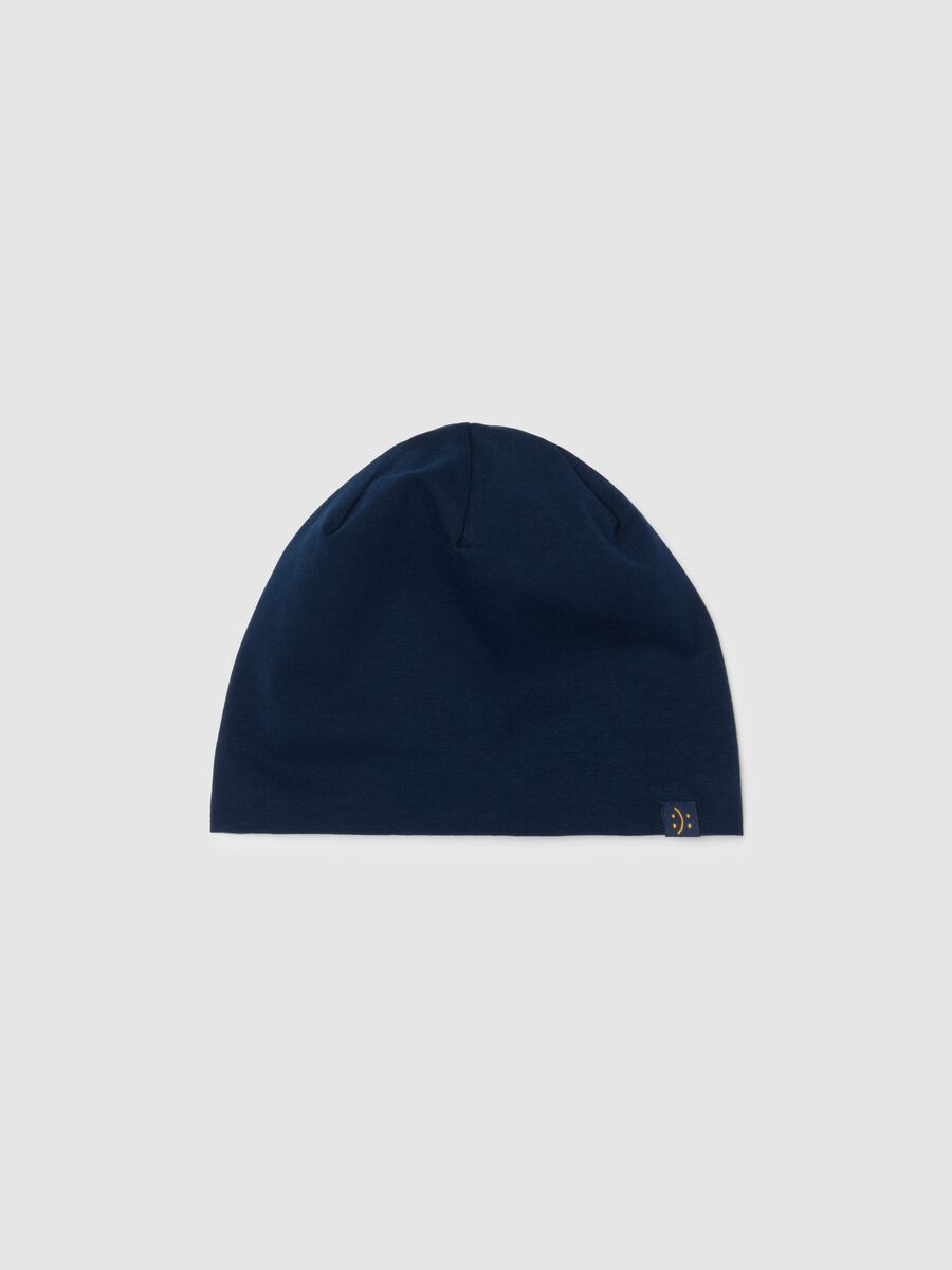 Blue stretch cotton children's hat with comfortable fit_0