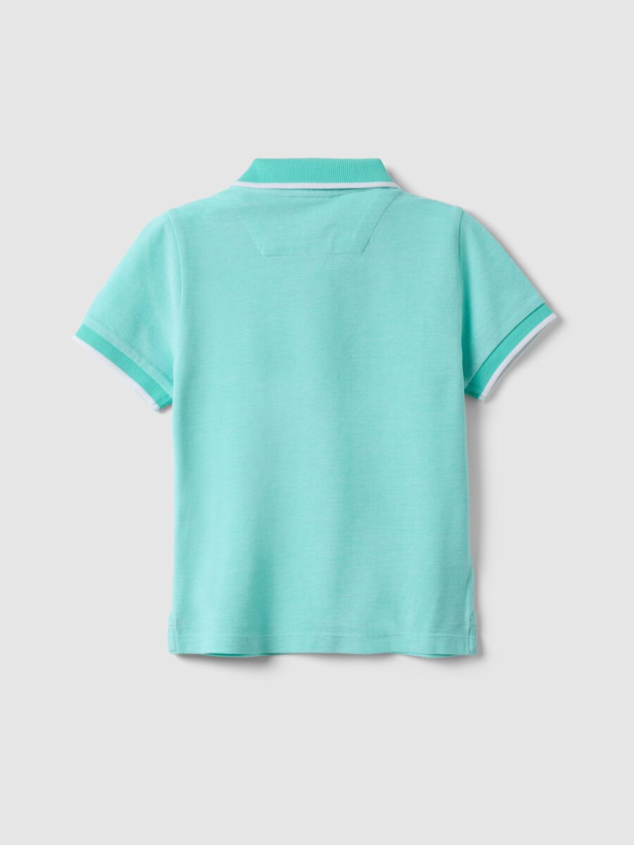 Children's regular fit light blue pure cotton polo with embroidery_1