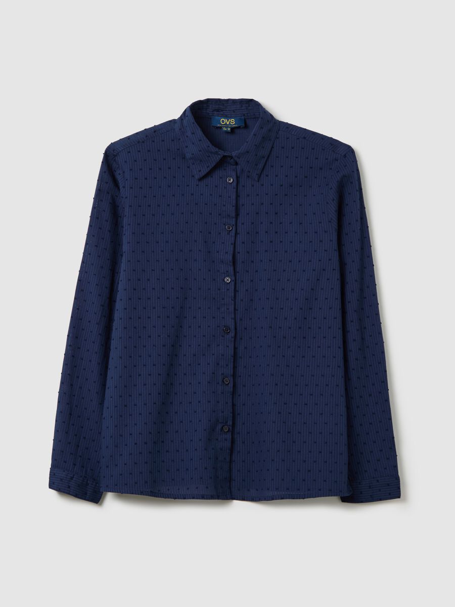Women’s blue, regular-fit shirt in 100% cotton_4