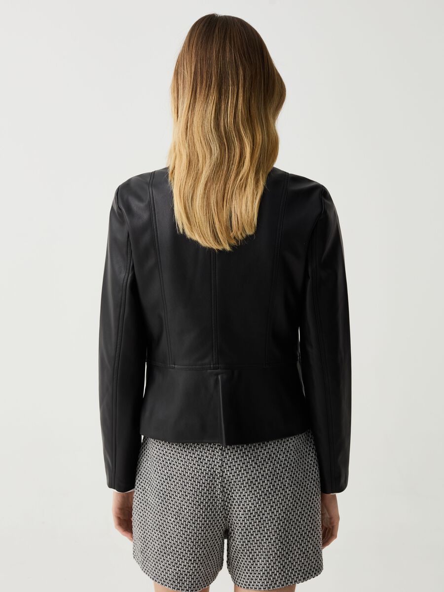 Glossy-effect full-zip biker jacket_2