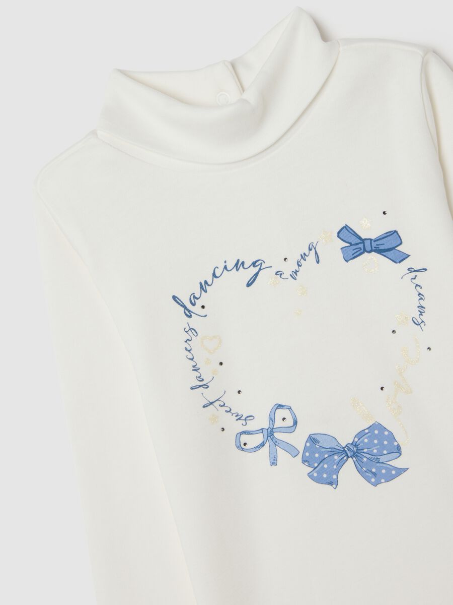 White Long Sleeve T-Shirt with Bow_2
