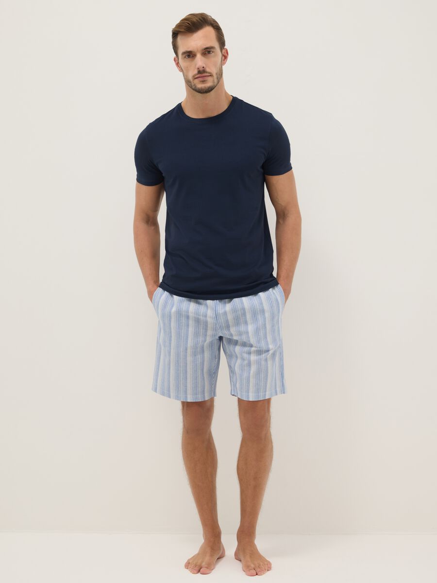 Pure cotton multicoloured striped pyjama shorts regular fit_0