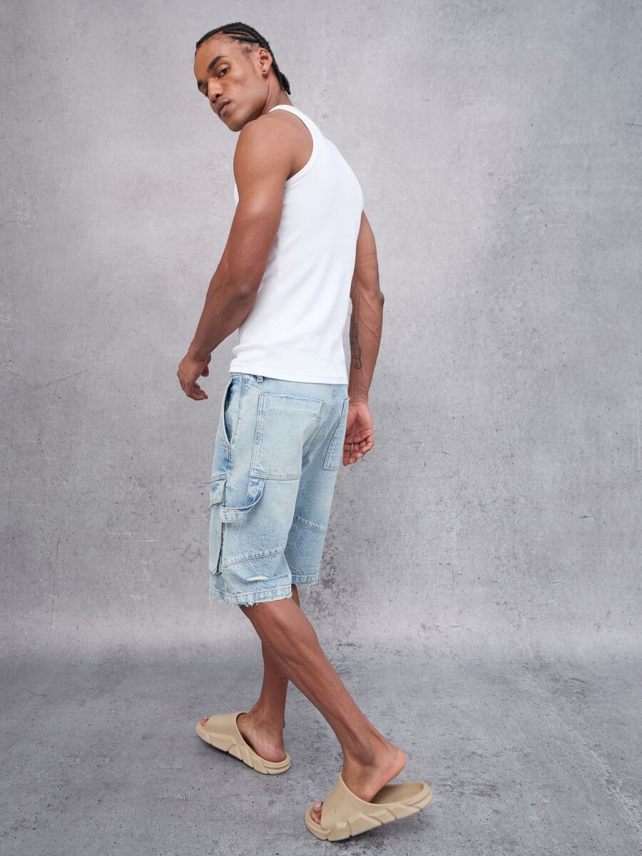 Denim Cargo Shorts Light Blue_3
