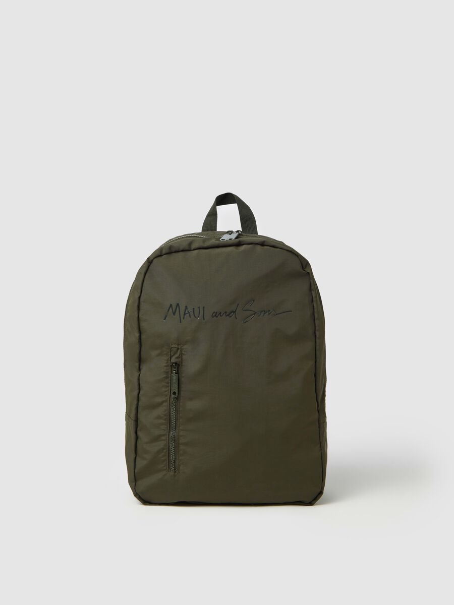Green Maui and Sons Backpack in Mixed Materials_0