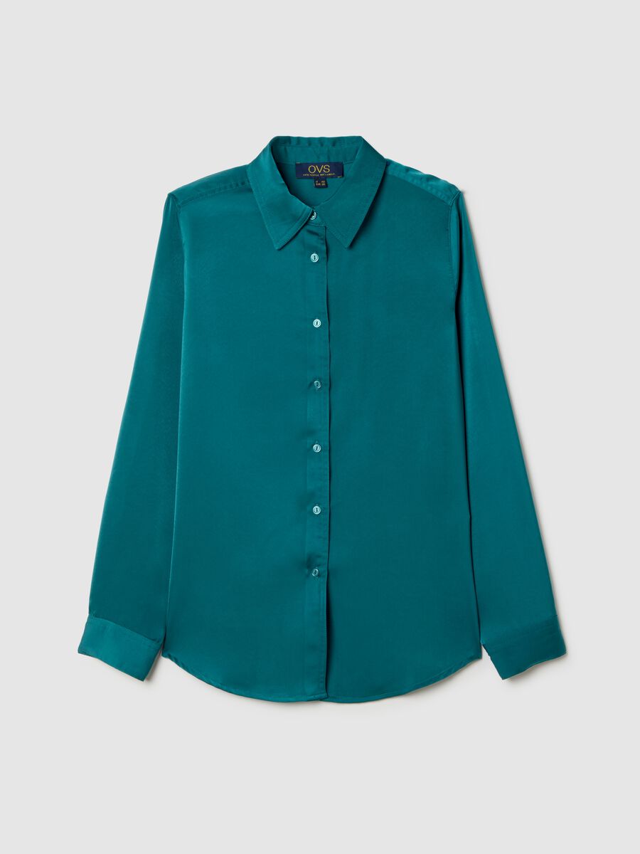 Regular Fit Green Satin Shirt_4
