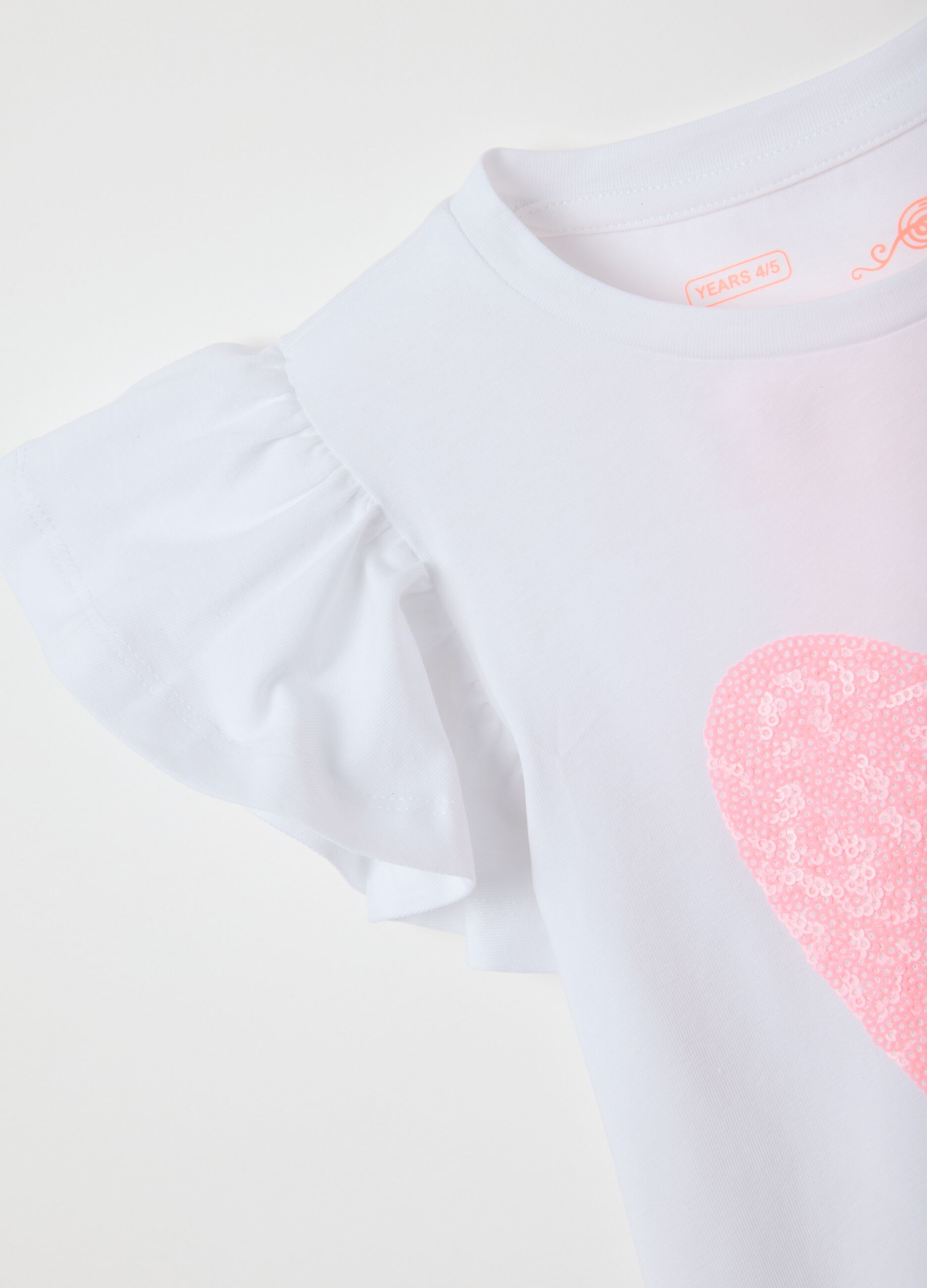 T-shirt da bambina in cotone elasticizzato bianca