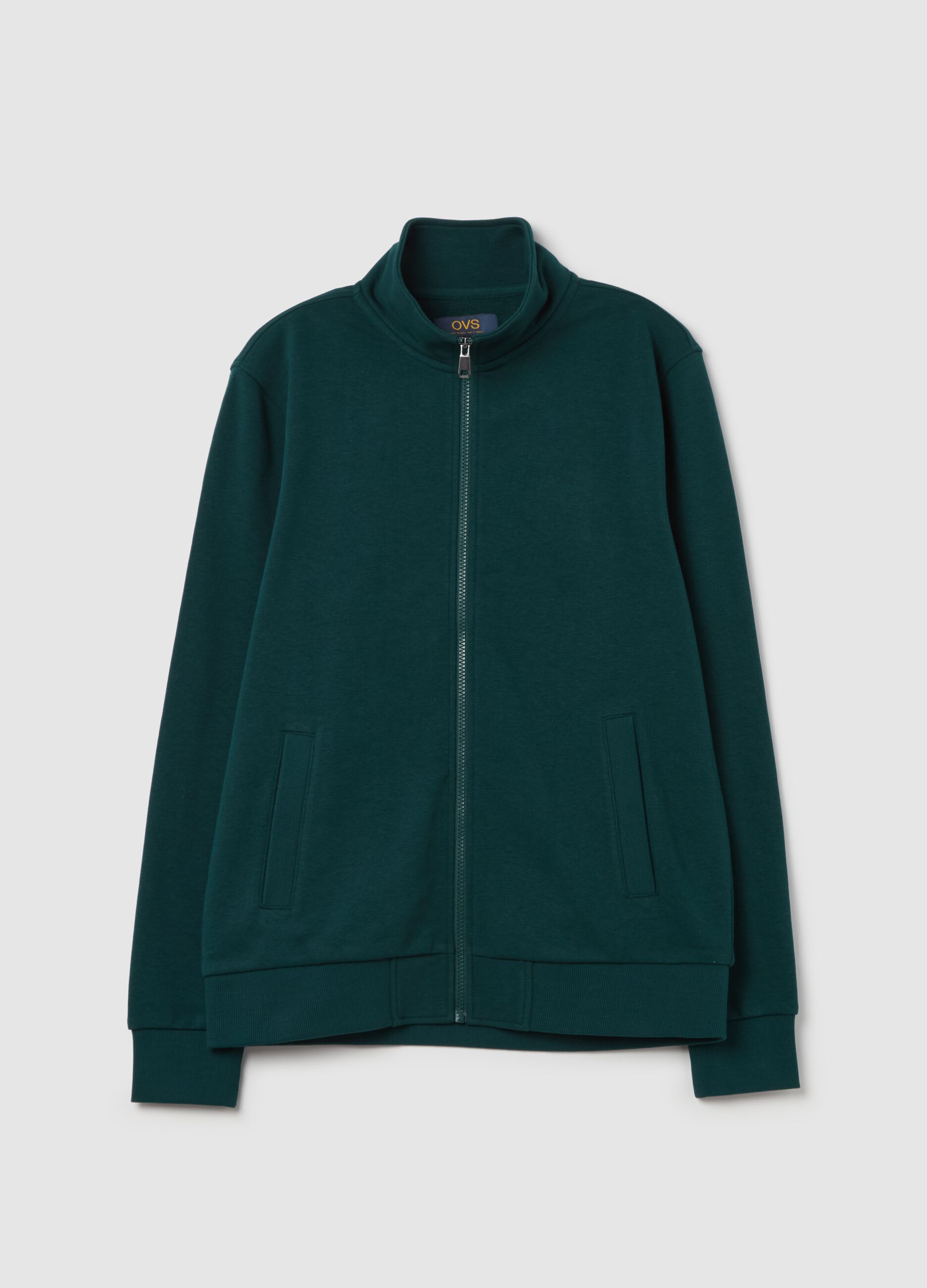Fullzip in French Terry a collo alto Verde smeraldo scuro da Uomo OVS
