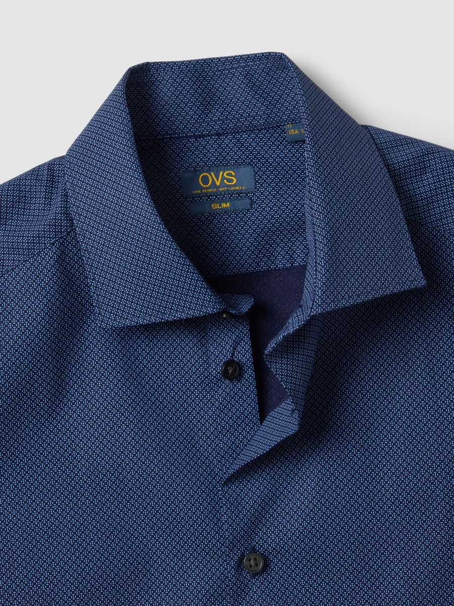 Camicia blu in popeline di cotone elasticizzato slim fit_6