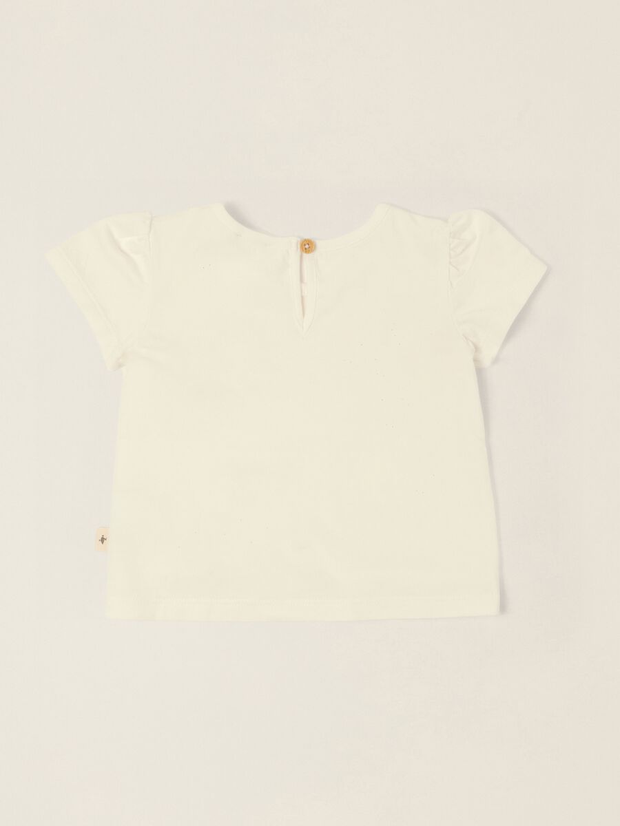 White stretch cotton baby girl T-shirt with embroidered flowers_2