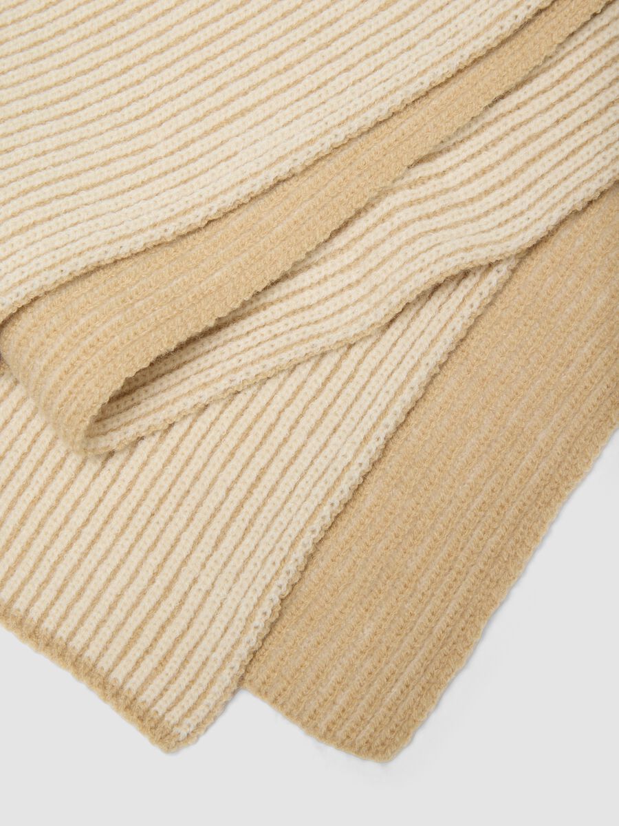 Beige ribbed knit scarf_2