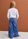 Blue wide-leg pure cotton jeans with floral print for girls_1