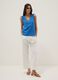 Blue pure cotton V-neck blouse_1