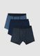 Pack of 3 blue mid-length boxer briefs in stretch organic cotton_0