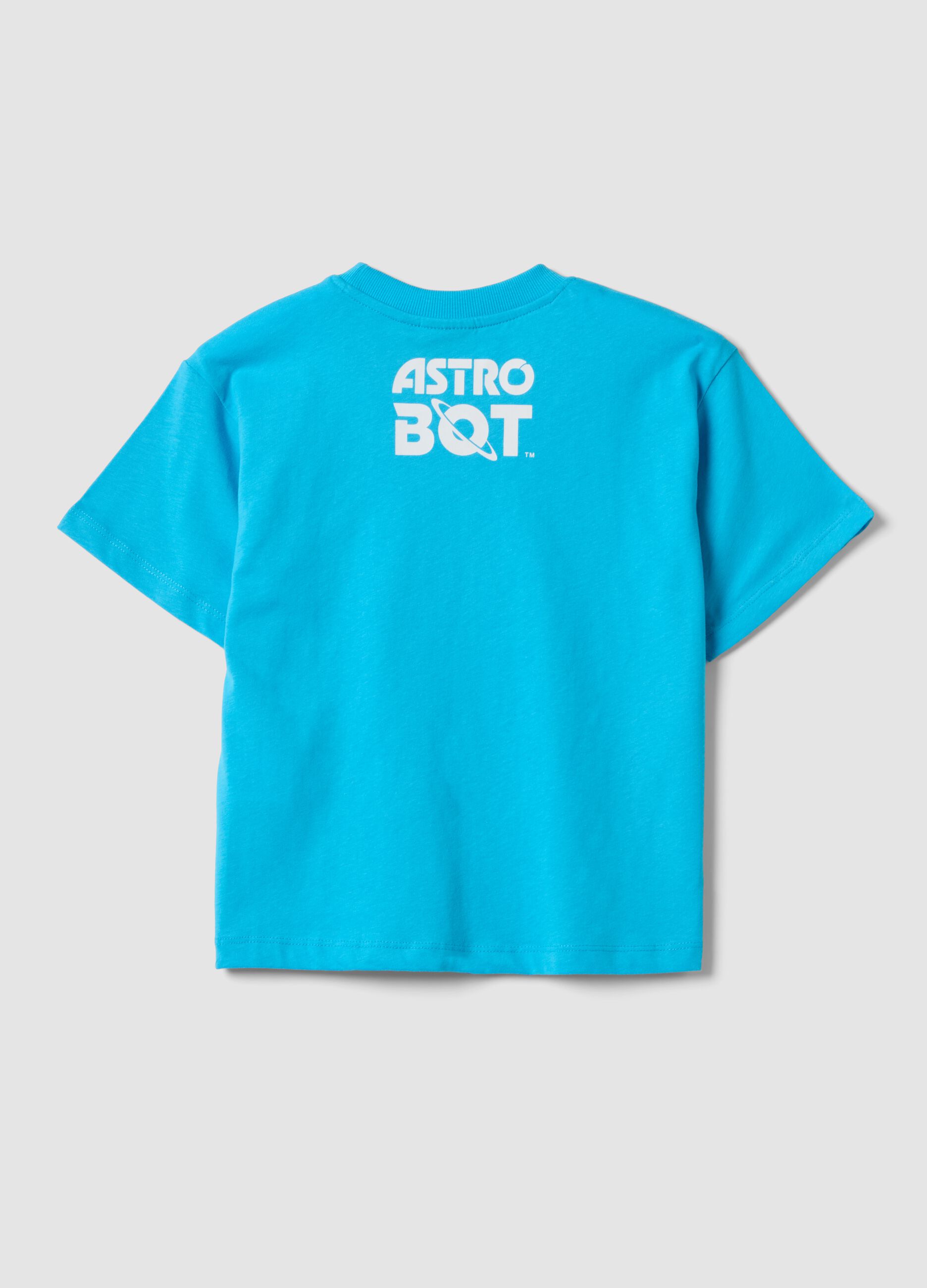 Blue pure cotton kids&rsquo; oversized-fit Astro Bot T-shirt