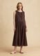 Brown pure cotton midi dress_0