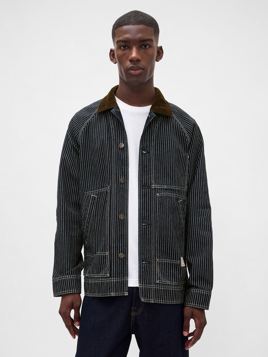 Brown Striped Cotton Jacket_0