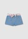 Girls&rsquo; blue shorts in 100% cotton with regular fit and adjustable belt_0
