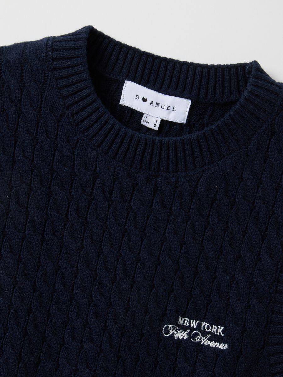 Blue pure cotton gilet regular fit with cable design_5