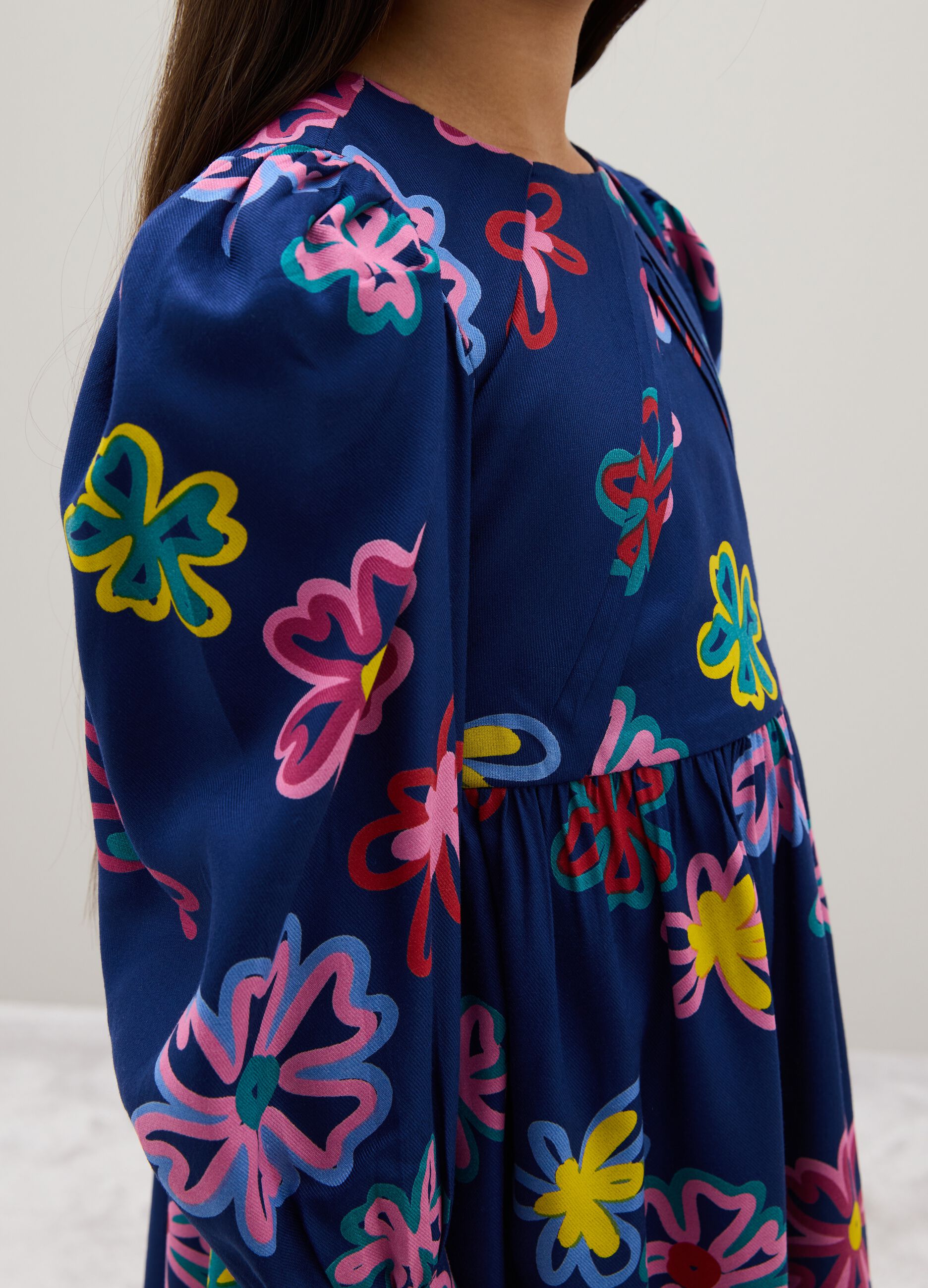 Girls' dress in pure multicolour viscose regular fit