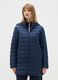 Long padded blue jacket with hood and zip_1
