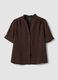 Short-sleeve brown pure cotton regular fit shirt_4