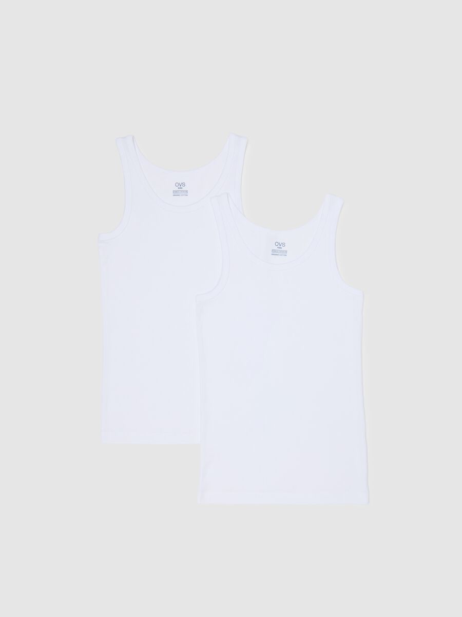 Boys' white undershirts twin pack in pure cotton regular fit_0