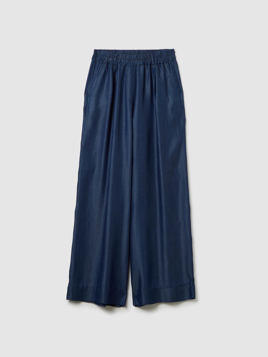 Women's regular fit blue lyocell palazzo trousers_4