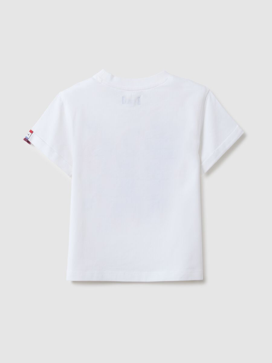 Girls' White Regular Fit Stretch Cotton T-shirt with Print_1