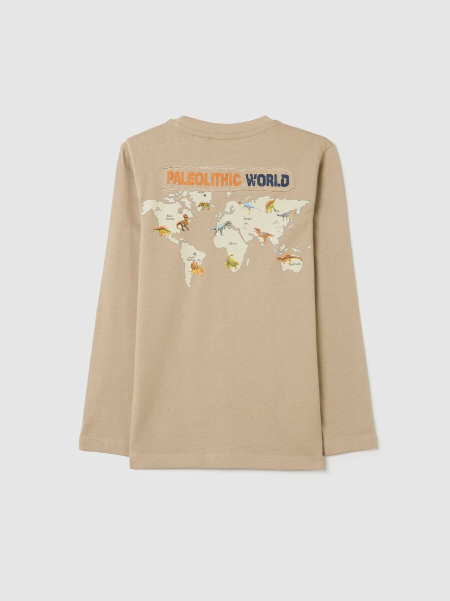 Children's beige pure cotton regular fit T-shirt_1