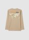 Children's beige pure cotton regular fit T-shirt_1