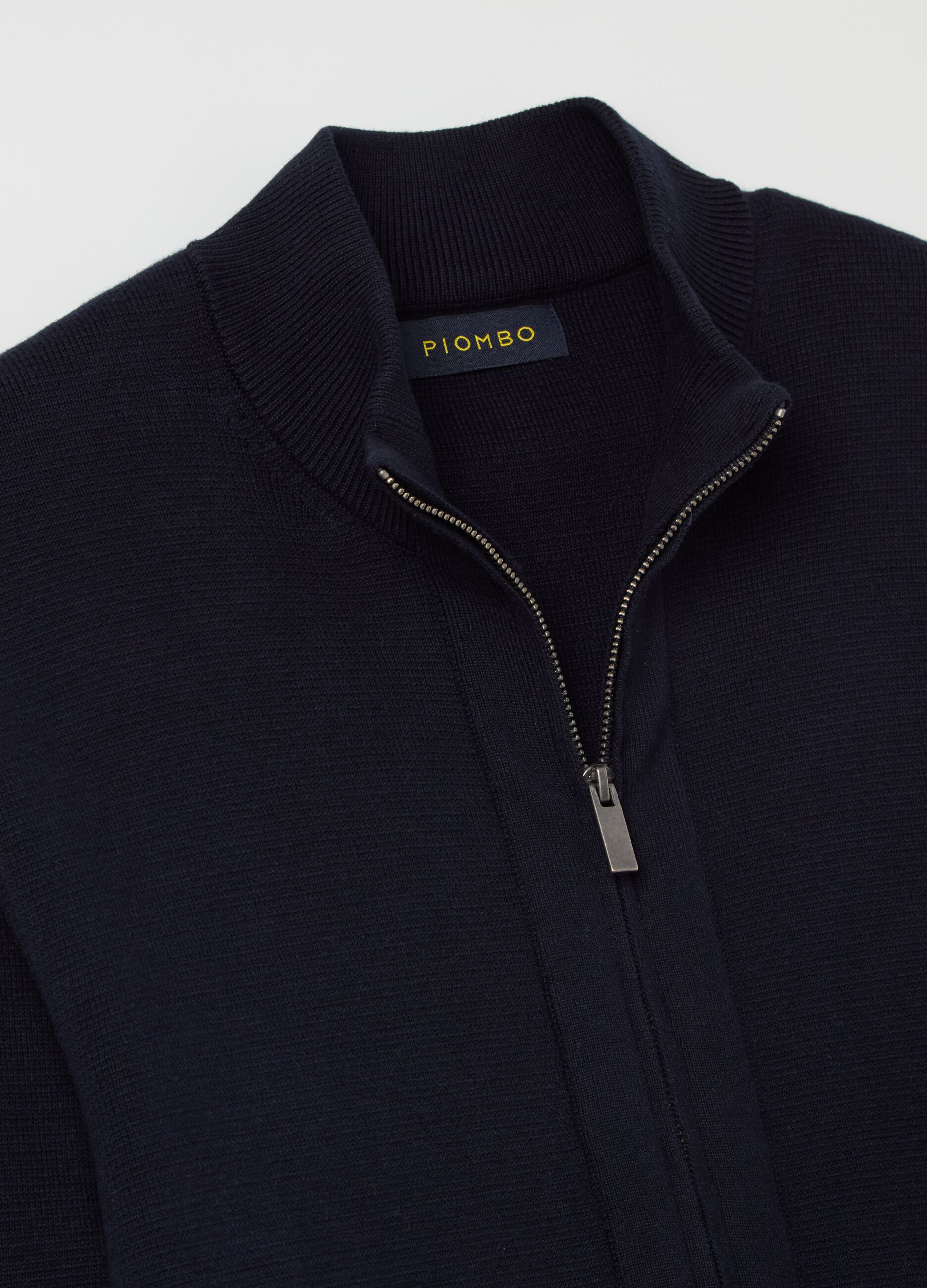 Cardigan full-zip a collo alto