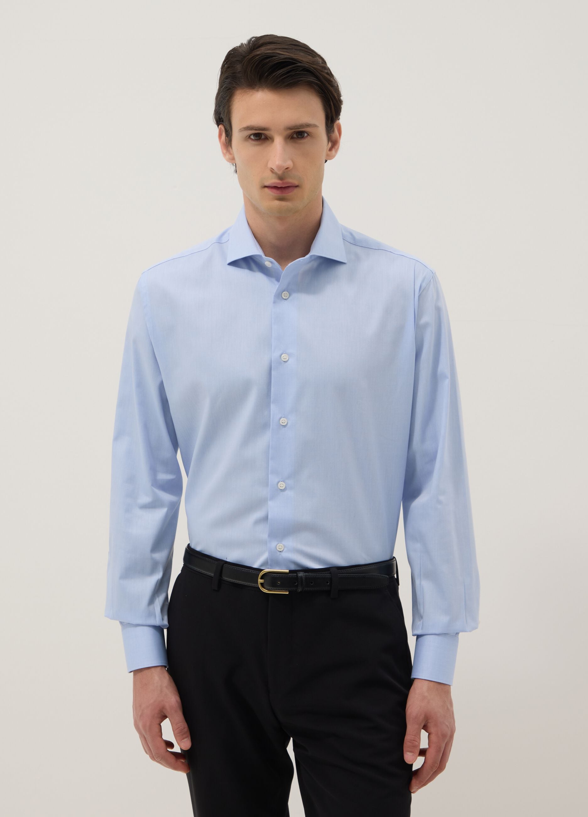 Light blue pure cotton regular fit easy iron shirt