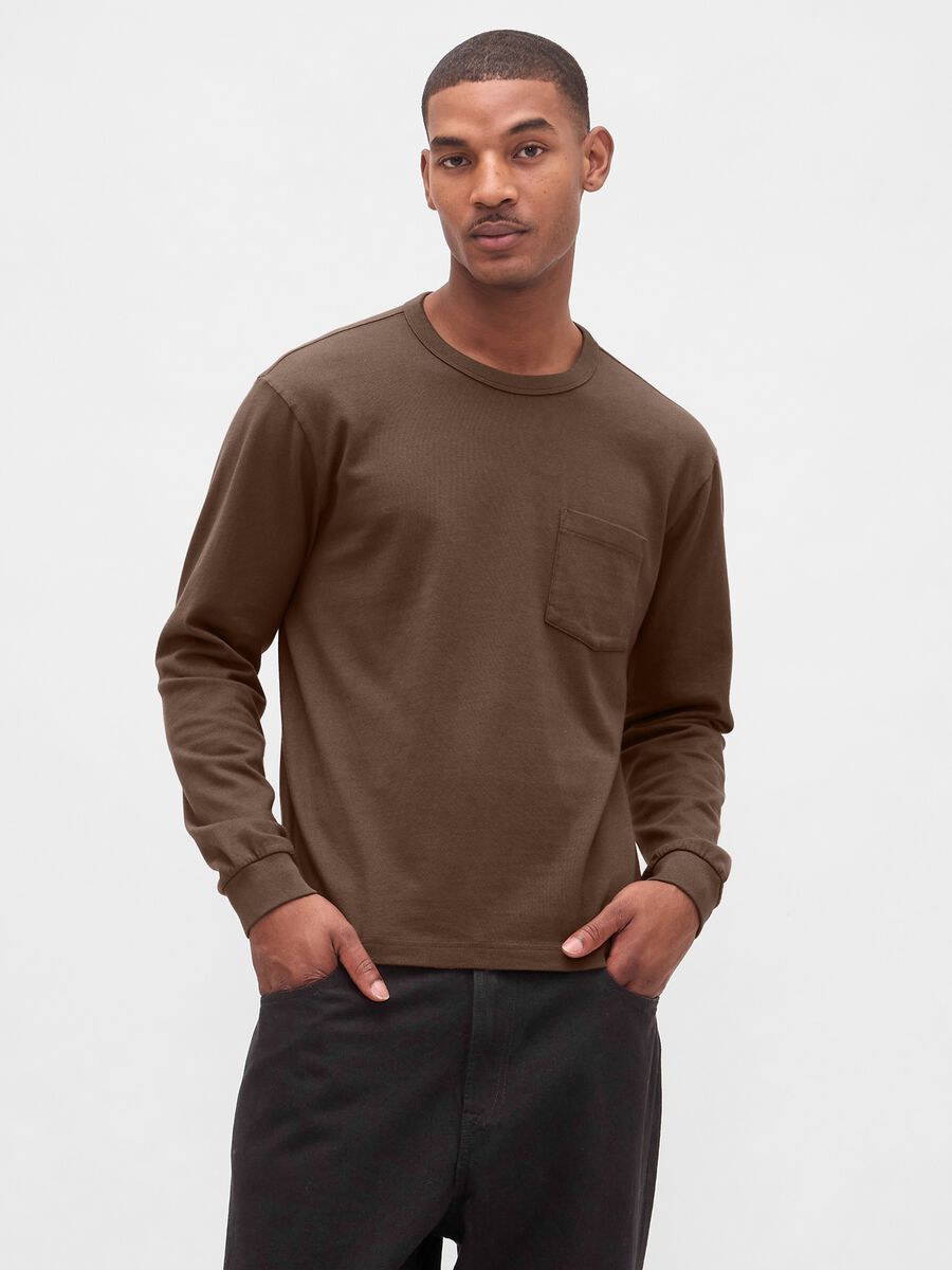 Brown Cotton Long Sleeve Shirt_0