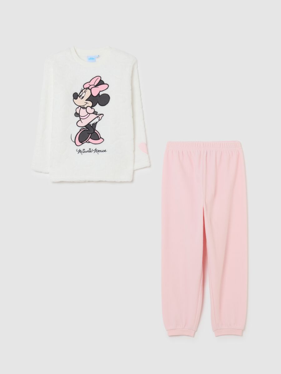 Girls' white coral fleece blend pyjamas regular fit with print_0