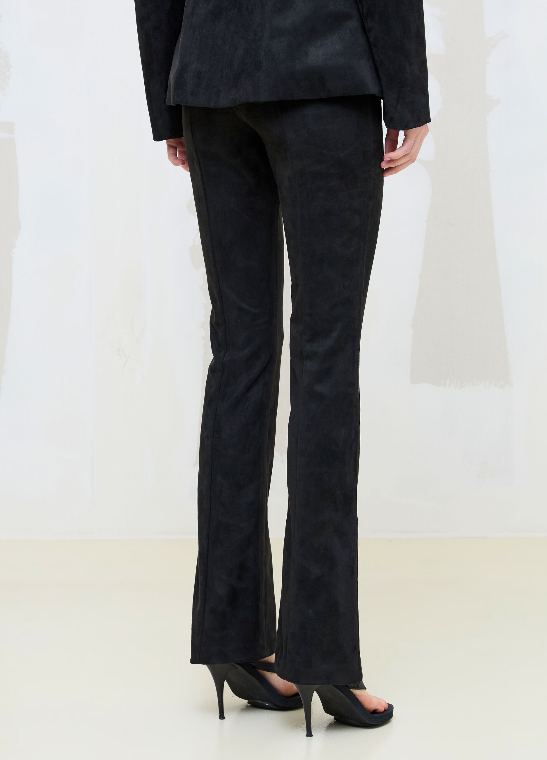Faux Suede Formal Slim-Fit Trousers