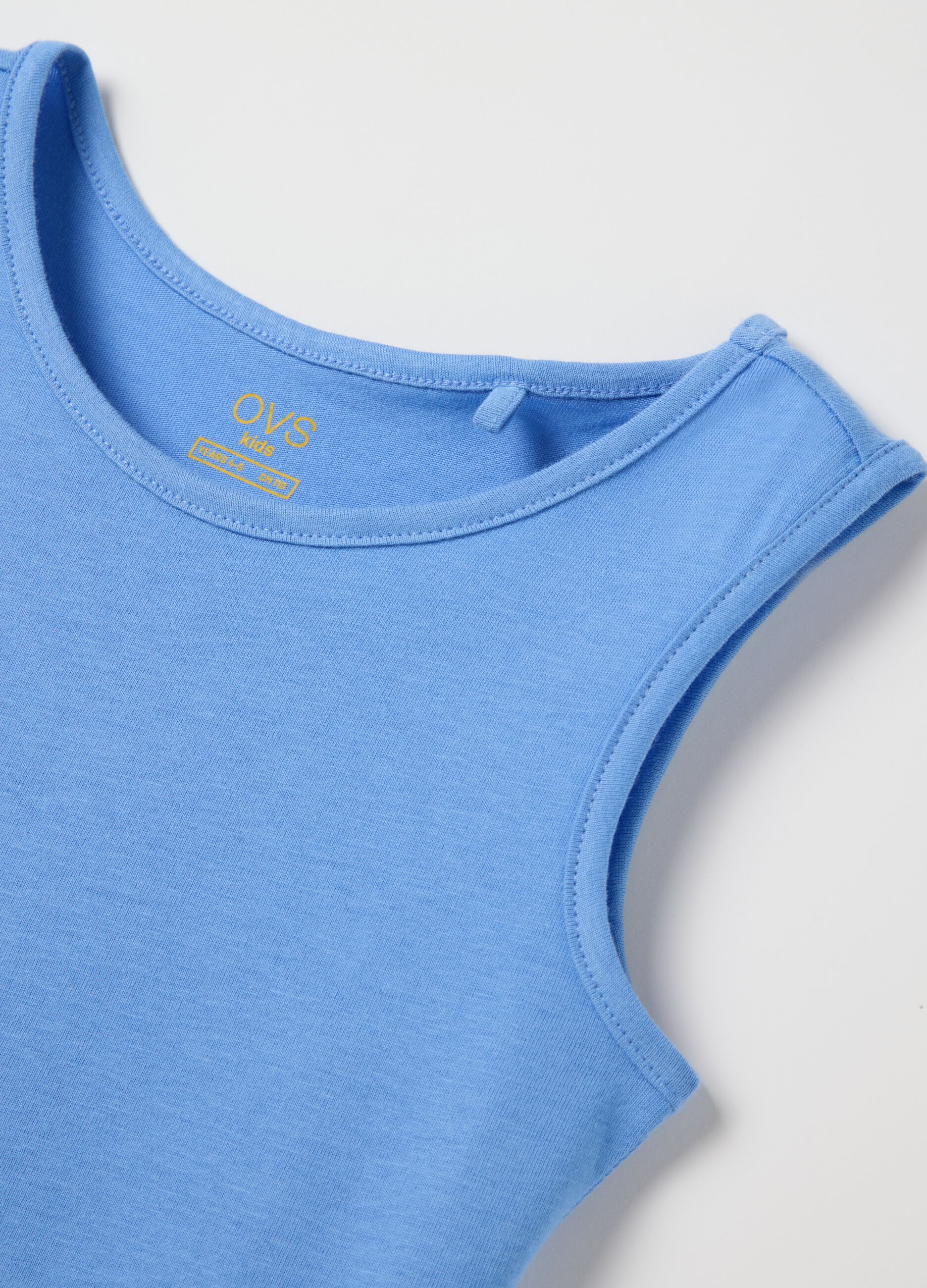Abito da bambina in puro cotone azzurro regular fit con gonna svasata