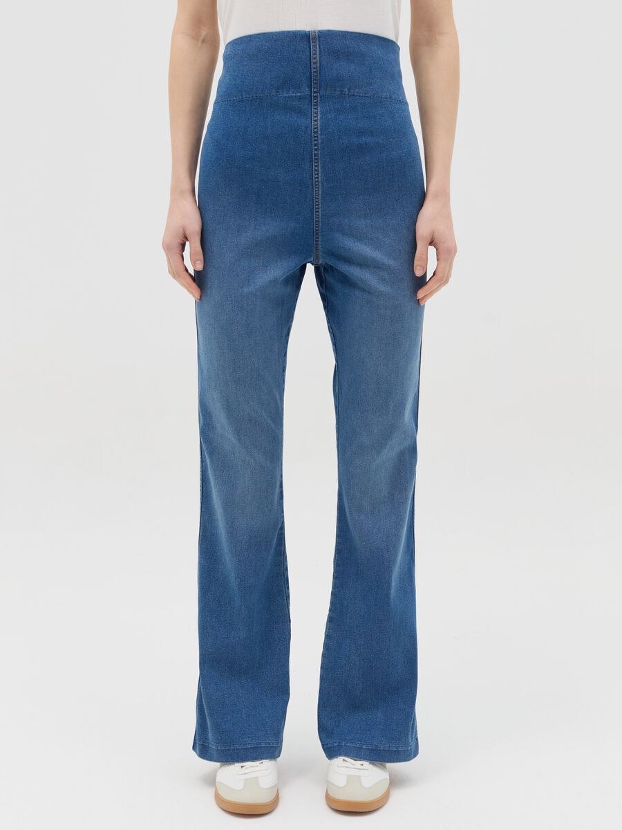 Flare-fit maternity treggings in denim_1