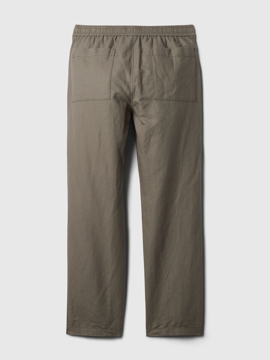 Pull-on trousers in linen and cotton_4