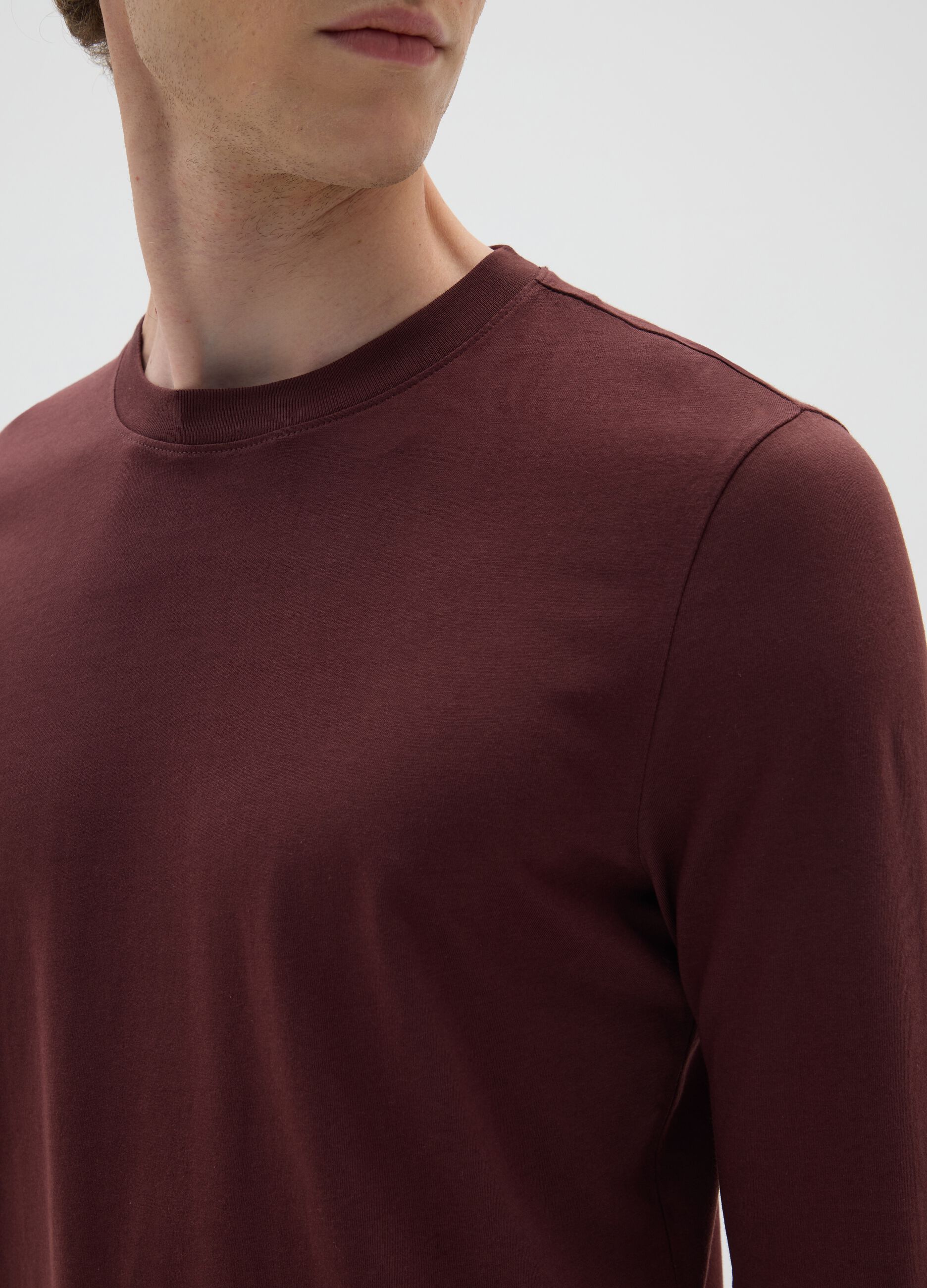 Brown pure cotton sweater with regular fit