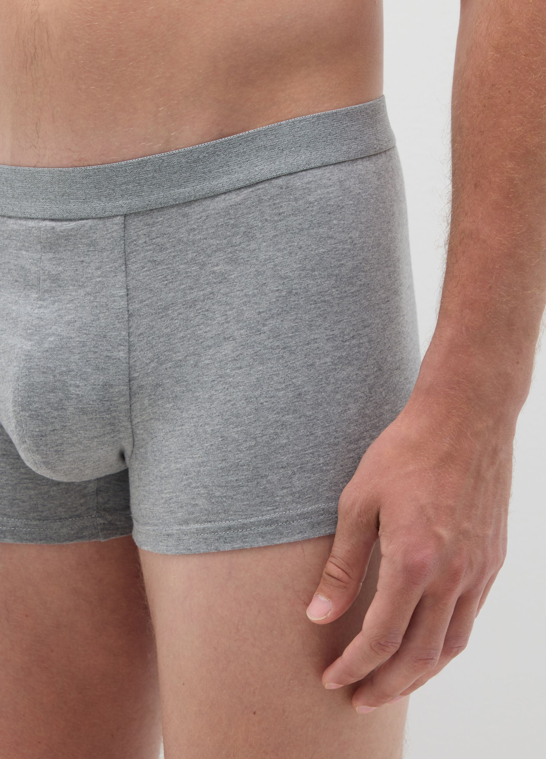 Set of three grey stretch cotton regular fit boxers