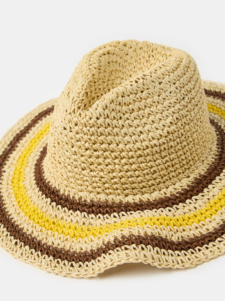 Straw hat with striped detail_1