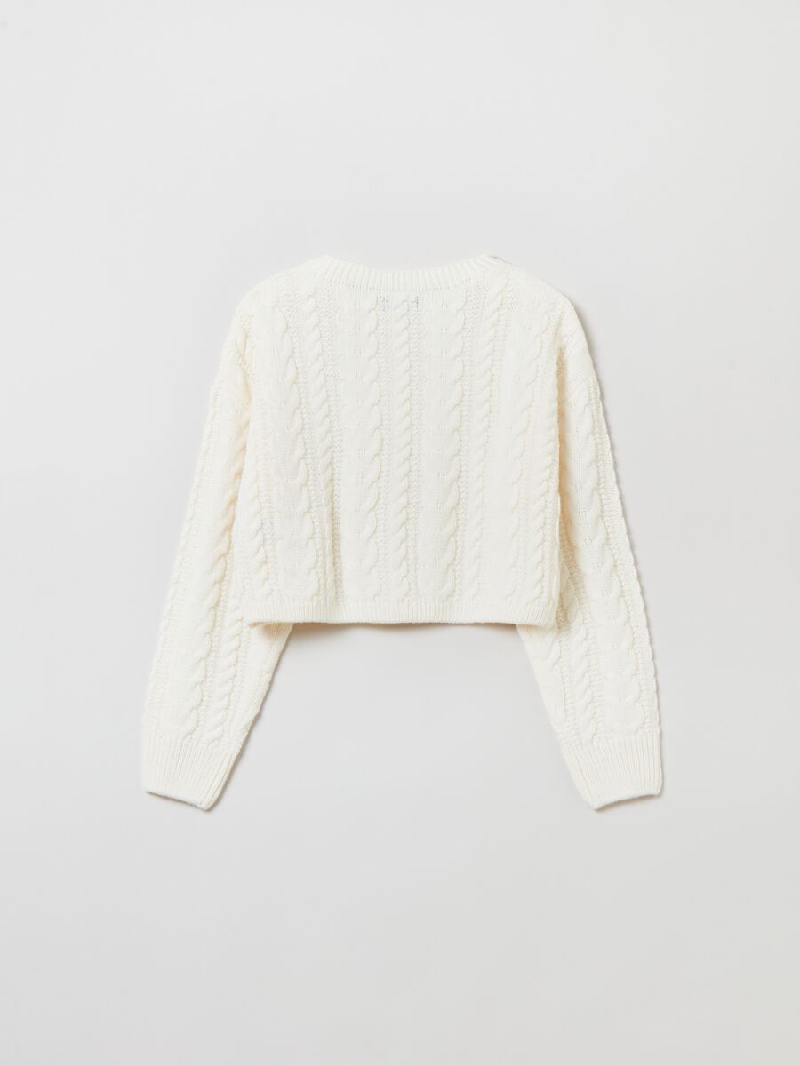 Pullover cropped con lavorazione a trecce_1