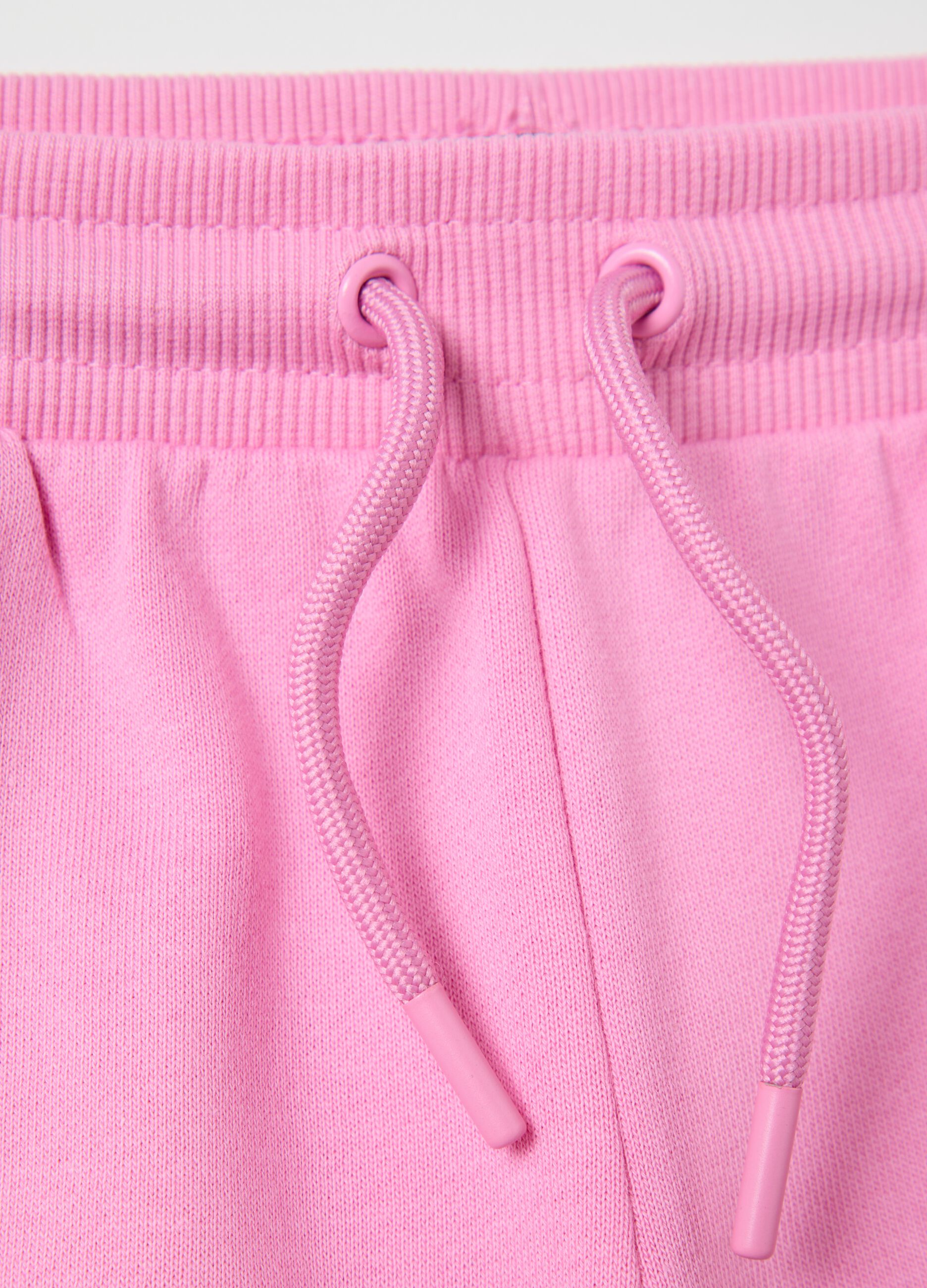 Light blue French terry shorts with drawstring